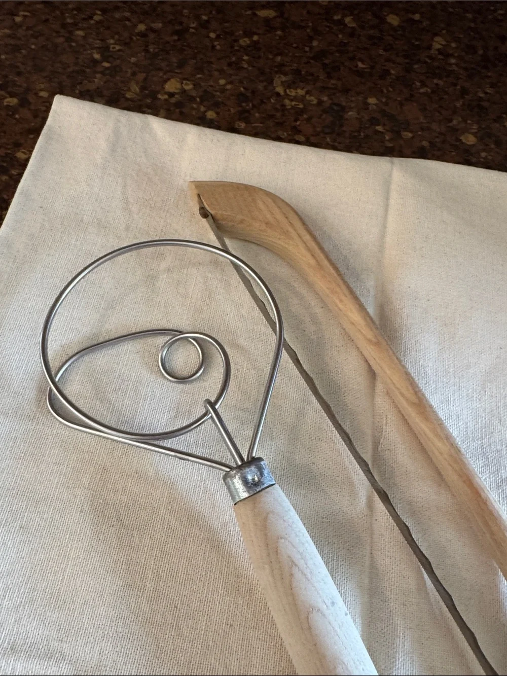 Sourdough Wooden Kitchen Utensil Set- whisk and bread knife